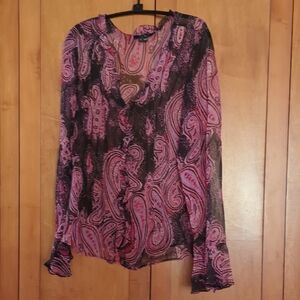 ECI Paisley Blouse - Pink and Black
